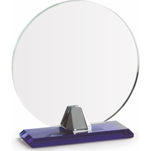 Stikla balva Z2330 ar kastīti - 14cm - Zils