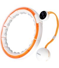 HHM21 HULA HOOP TPE WHITE/ORANGE MAGNETIC WITH WEIGHT + COUNTER HMS