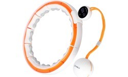 HHM21 HULA HOOP TPE WHITE/ORANGE MAGNETIC WITH WEIGHT + COUNTER HMS
