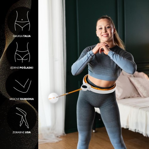 HHM21 HULA HOOP TPE WHITE/ORANGE MAGNETIC WITH WEIGHT + COUNTER HMS