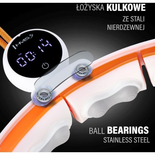 HHM21 HULA HOOP TPE WHITE/ORANGE MAGNETIC WITH WEIGHT + COUNTER HMS