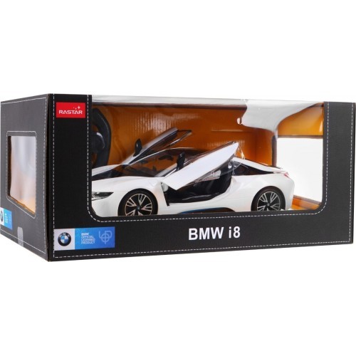 Tālvadības rotaļu automašīna BMW i8 balta 1:14 RASTAR