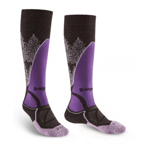 Sieviešu slēpošanas zeķes Midweight, melnas/violetas, S - 016
