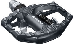 Pedāļi Shimano EH500, divpusēji, ar SH56 plāksnītēm, melni