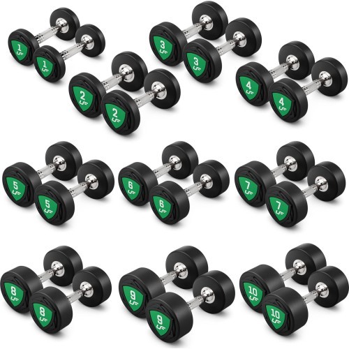 Zestaw hantli stałych poliuretanowych 1-10kg (skok co 1 kg) 110 kg -UpForm