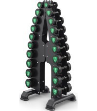 Poliuretāna fiksēta svara hanteļu komplekts 1-10 kg (solis 1 kg) 110 kg ar statīvu UR-S005 - UpForm