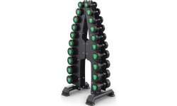 Poliuretāna fiksēta svara hanteļu komplekts 1-10 kg (solis 1 kg) 110 kg ar statīvu UR-S005 - UpForm