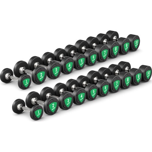 Poliuretāna fiksēta svara hanteļu komplekts 1-10 kg (solis 1 kg) 110 kg ar statīvu UR-S005 - UpForm