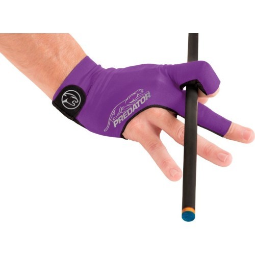 Бильярдная перчатка Predator Second Skin, 3 пальца, фиолетово-серая, на правую руку, S&M