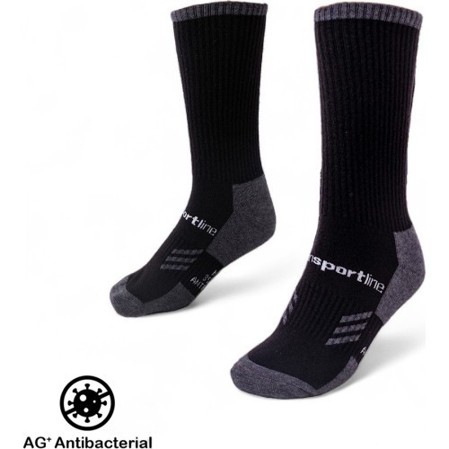 Merino zeķes inSPORTline Meritic Crew AG+ antibakteriālas - Black and grey