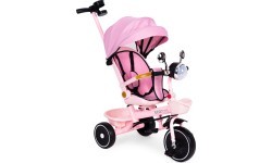 Rowerek trójkołowy dla dzieci spacerówka obracane siedzisko pchacz różowy ECOTOYS