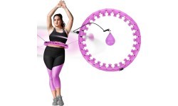 SET HULA HOOP PLUS SIZE HHW12 VIOLET WITH WEIGHT HMS + WAIST SUPPORT BR163 BLACK