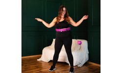 SET HULA HOOP PLUS SIZE HHW12 VIOLET WITH WEIGHT HMS + WAIST SUPPORT BR163 BLACK