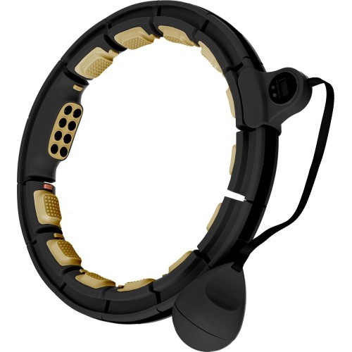 HHM13 NEW HULA HOOP BLACK/GOLD MAGNETIC WITH WEIGHT + COUNTER HMS