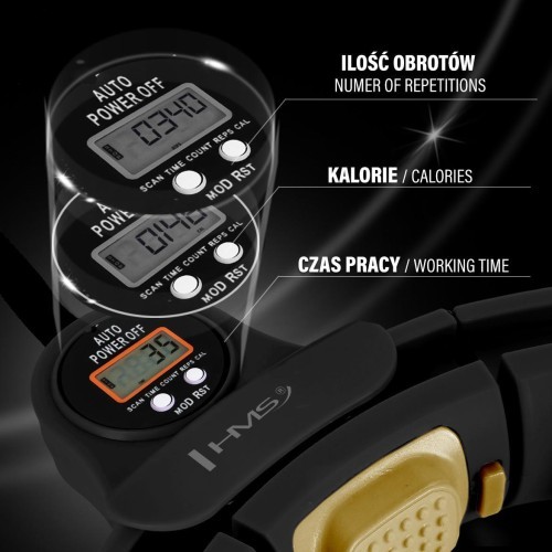 HHM13 NEW HULA HOOP BLACK/GOLD MAGNETIC WITH WEIGHT + COUNTER HMS