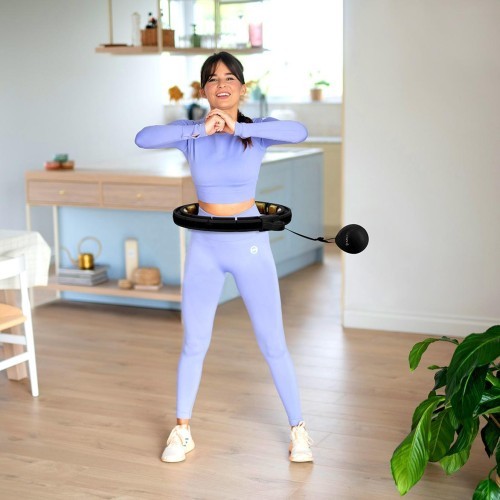 HHM13 NEW HULA HOOP BLACK/GOLD MAGNETIC WITH WEIGHT + COUNTER HMS