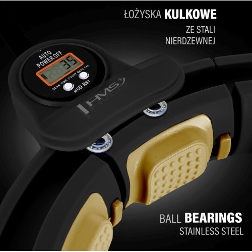 HHM13 NEW HULA HOOP BLACK/GOLD MAGNETIC WITH WEIGHT + COUNTER HMS