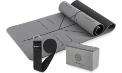 Jogas komplekts HMS: paklājs TPE YM10 + bloks KJ02 + siksna SJ02, pelēks