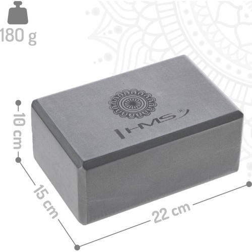 Набор для йоги HMS: коврик TPE YM10 + блок KJ02 + ремень SJ02, серый