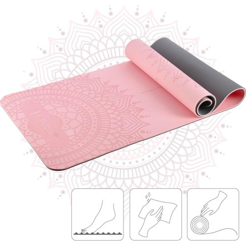 YOGA SET HMS MAT TPE LIGHT PINK YM10 + GRAY BLOCK KJ02 + STRAP SJ02