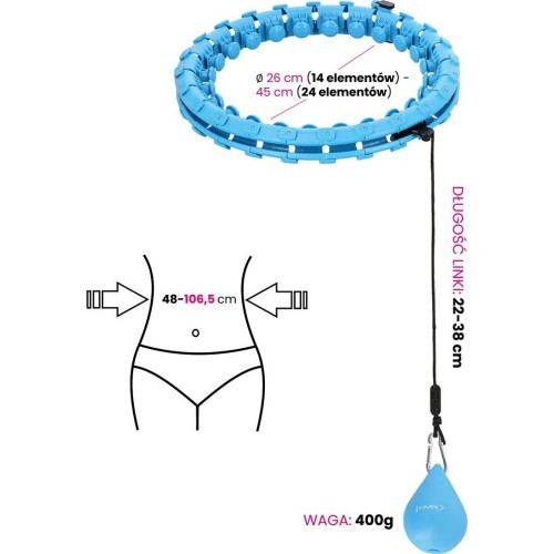 HHW01 BLUE HULA HOOP WITH WEIGHT HMS