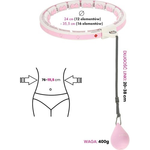 HHW06 PINK HULA HOOP WITH WEIGHT + COUNTER HMS