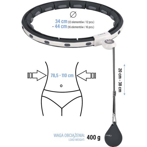HHM15 HULA HOOP BLACK MAGNETIC WITH WEIGHT + COUNTER HMS