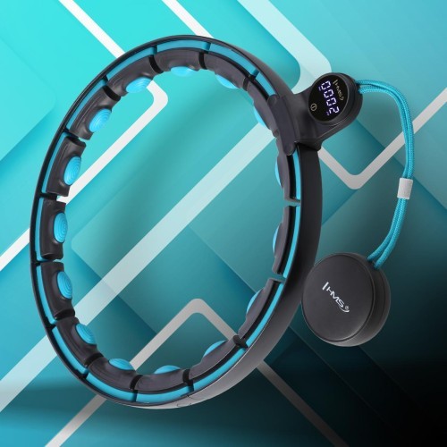 HHM17 HULA HOOP BLACK/TURQUOISE MAGNETIC WITH WEIGHT + COUNTER HMS