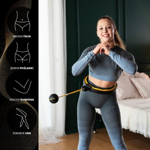 HHM21 HULA HOOP TPE BLACK/YELLOW MAGNETIC WITH WEIGHT + COUNTER HMS