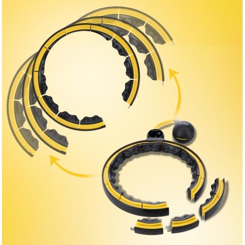 HHM21 HULA HOOP TPE BLACK/YELLOW MAGNETIC WITH WEIGHT + COUNTER HMS