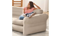 Dmuchana kanapa narożna sofa czteroosobowa 257x203x76 cm beżowa INTEX 68575