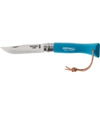 Opinel Colorama 06 inox turquoise knife with thong