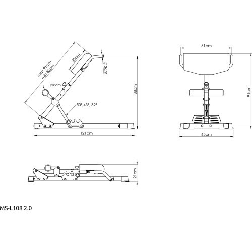 Muguras hiperekstensijas sols MS-L108 2.0 - Marbo Sport
