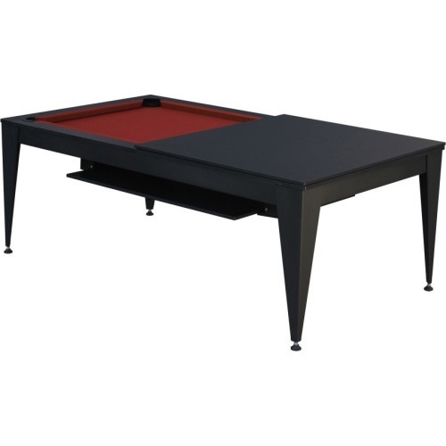 Biljarda galds / ēdamgalds Vancouver III, 7 ft, melns, bordo audums