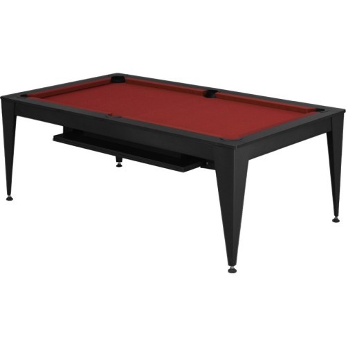 Biljarda galds / ēdamgalds Vancouver III, 7 ft, melns, bordo audums