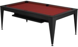 Biljarda galds / ēdamgalds Vancouver III, 7 ft, melns, bordo audums