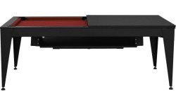 Biljarda galds / ēdamgalds Vancouver III, 7 ft, melns, bordo audums