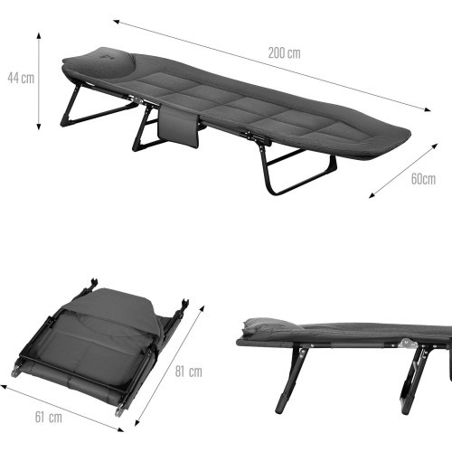 NC2720 ŁÓŻKO TURYSTYCZNE SKŁADANE SZARE 200 CM NILS CAMP