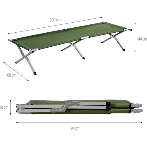 Saliekamā tūrisma gulta Nils Camp NC2756, zaļa, 200 cm