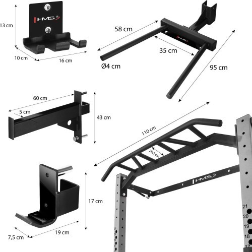 KLT22 MULTIFUNCTIONAL FOLDING POWER RACK SILVER HMS