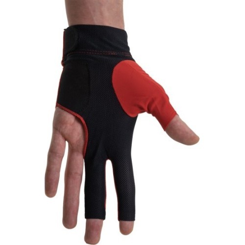 Бильярдная перчатка Dynamic Pro, 3 пальца, на левую руку, черно-красная, S&M