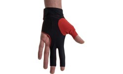 Бильярдная перчатка Dynamic Pro, 3 пальца, на левую руку, черно-красная, S&M