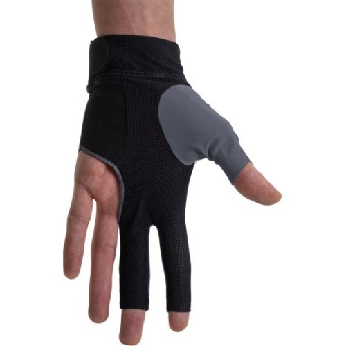 Бильярдная перчатка Dynamic Pro, на 3 пальца, чёрно-серая, на левую руку, L&XL