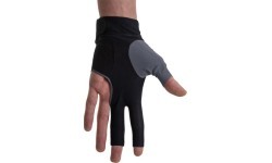 Бильярдная перчатка Dynamic Pro, на 3 пальца, чёрно-серая, на левую руку, L&XL