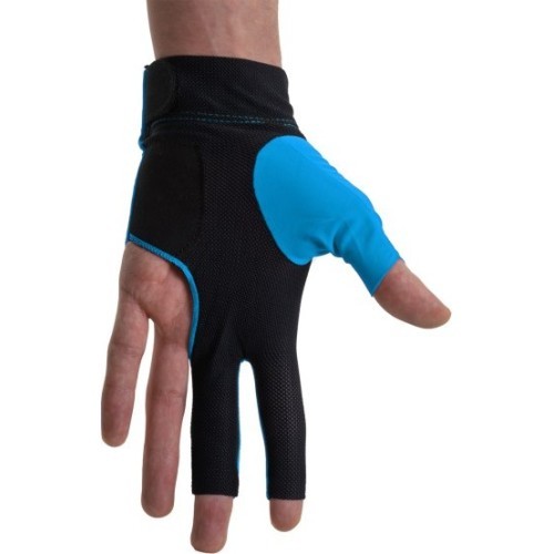 Billiard Glove, Half Finger, Dynamic Pro, 3-Finger, Black/Blue, to wear on left hand, S&M