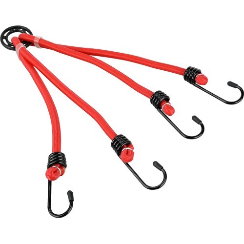 Fischer bagāžnieka gumijas ar āķiem, 50 cm, 4 āķi (sarkanas)