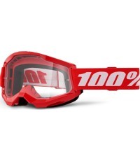 Children’s Motocross Goggles 100% Strata 2 Youth - Red, Clear Plexi