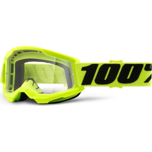 Bērnu motokrosa brilles 100% Strata 2 Youth - Dzeltens, caurspīdīgs pleksistikls