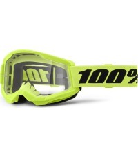 Bērnu motokrosa brilles 100% Strata 2 Youth - Neona dzeltena, caurspīdīgs plexi