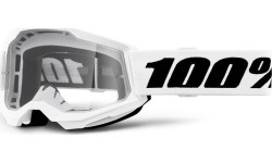 Bērnu motokrosa brilles 100% Strata 2 Youth - Balta, caurspīdīgs plexi